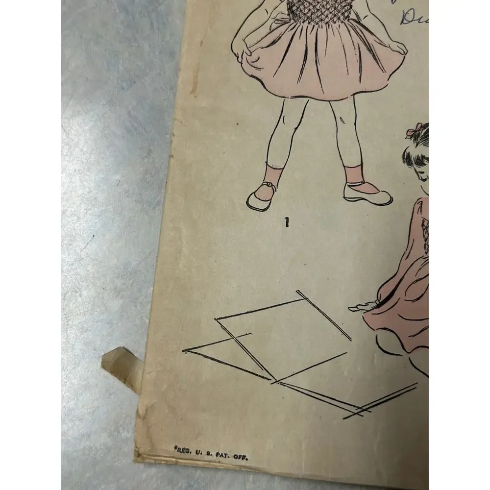 Vintage 1948 Advance Pattern #4945 Toddler Girls Smocked Dress Size‎ 4